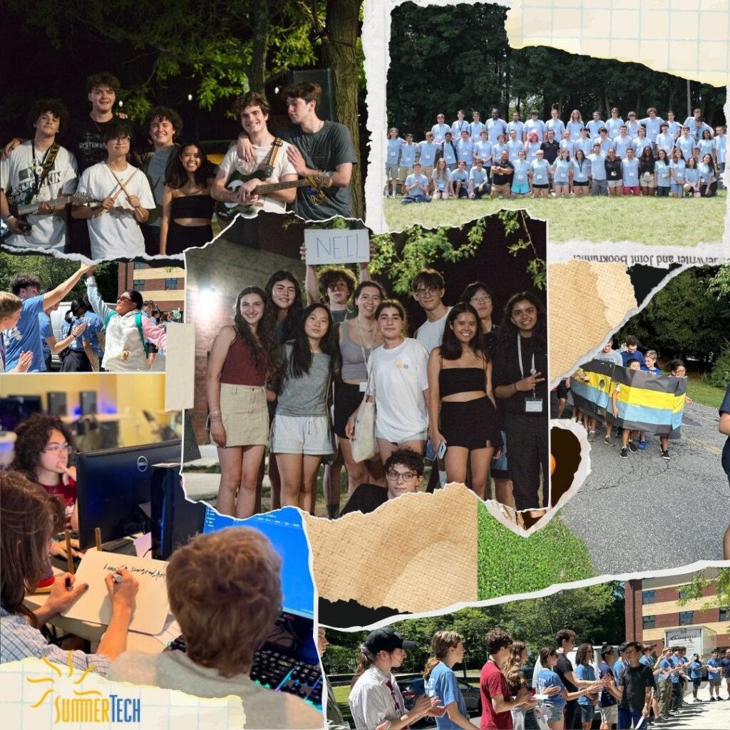 a collage of pictures of students at Summertech summer activity for teens.